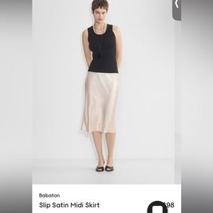 Babaton Slip Satin Midi Skirt